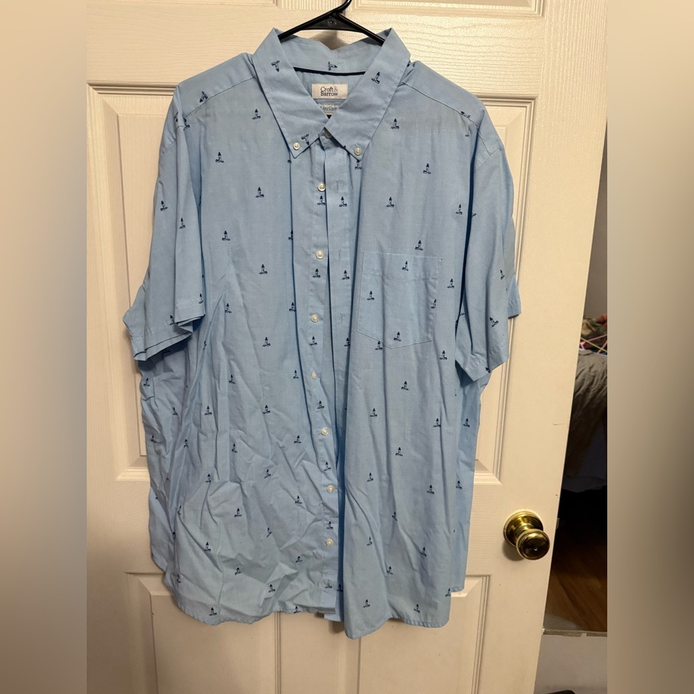Croft & Barrow Light Blue Anchor Print Men's Shirt